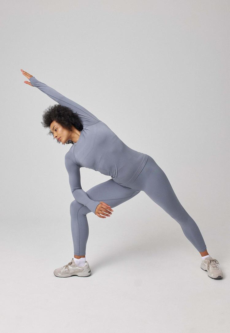 Snocks Snocks Sportshirt langarm Damen mit Daumenloch Funktionsshirt Damen - Taubenblau - 3 | SportScheck