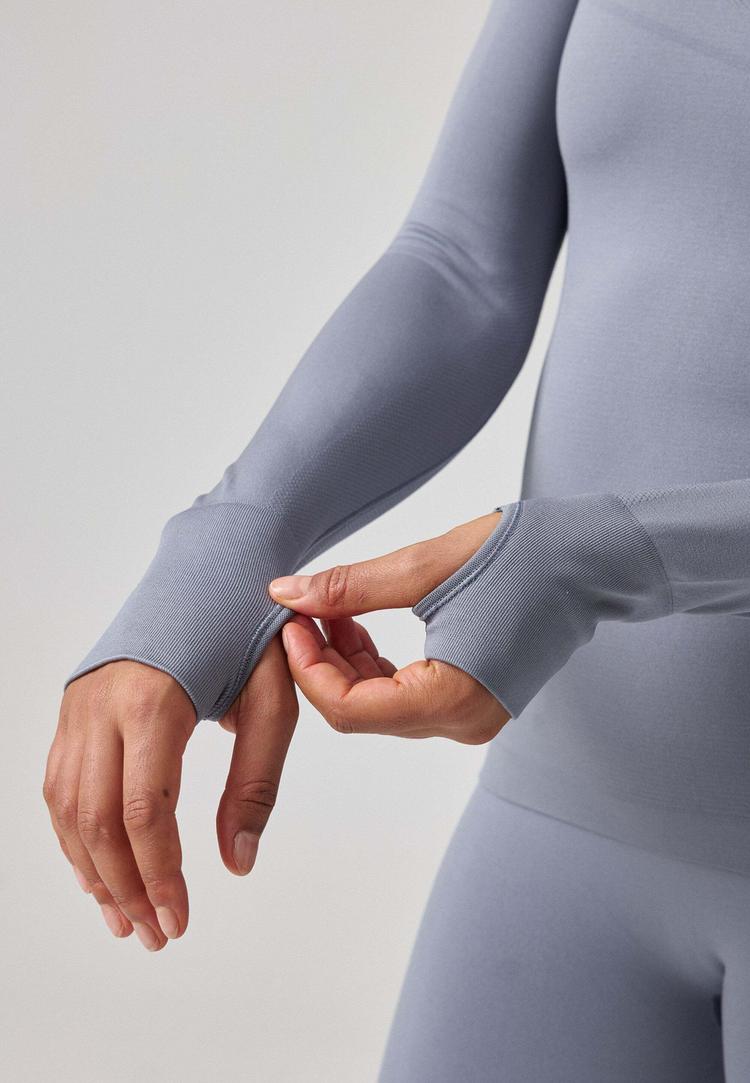 Snocks Snocks Sportshirt langarm Damen mit Daumenloch Funktionsshirt Damen - Taubenblau - 5 | SportScheck