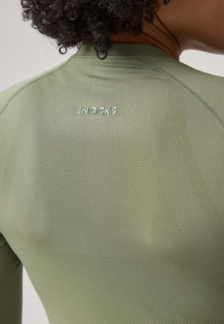 Snocks Snocks Sportshirt langarm Damen mit Daumenloch Funktionsshirt Damen - Pastellgr&uuml;n - 5 | SportScheck