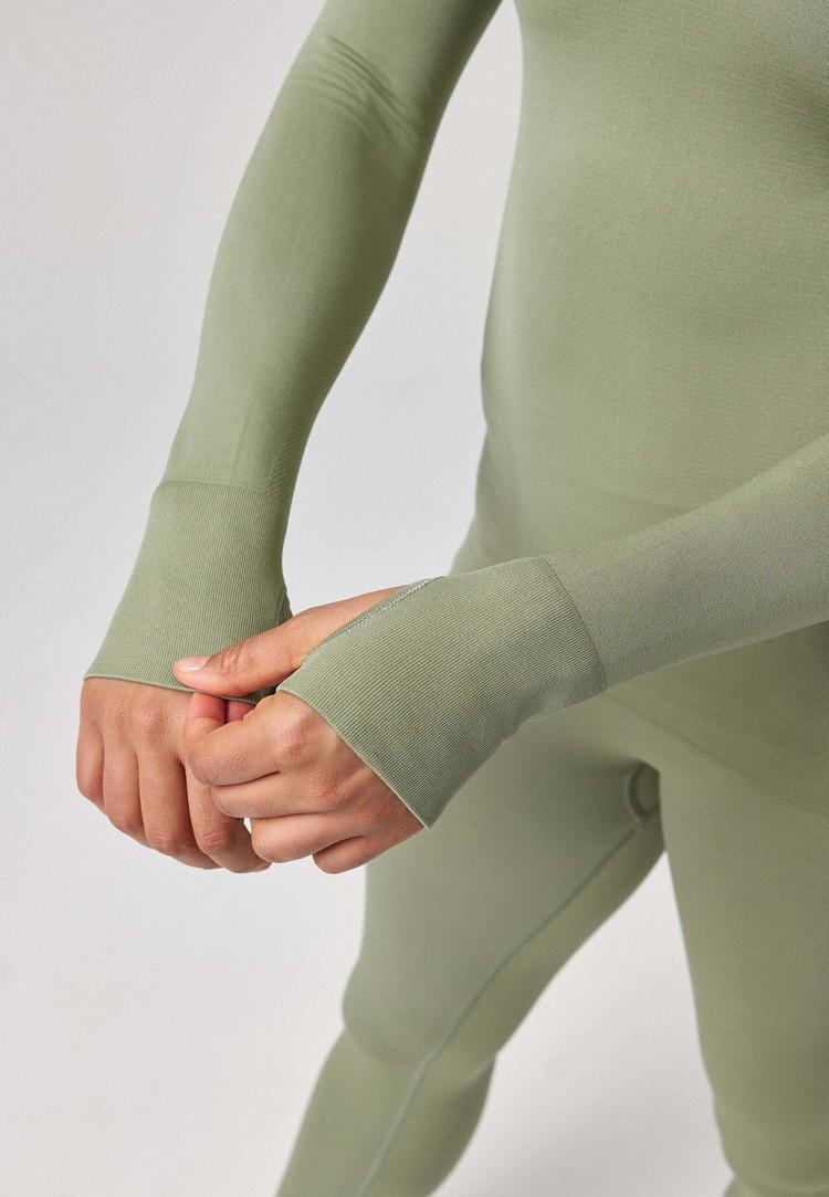 Snocks Snocks Sportshirt langarm Damen mit Daumenloch Funktionsshirt Damen - Pastellgr&uuml;n - 6 | SportScheck