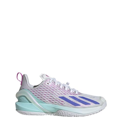 Rückansicht von adidas Adizero Cybersonic Tennisschuh Tennisschuhe Herren Cloud White / Cobalt Blue / Semi Flash Aqua