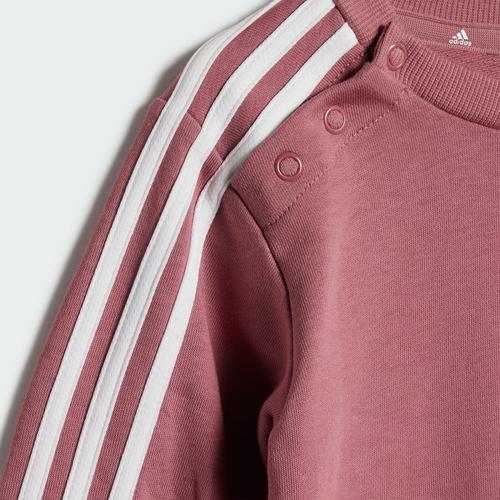 Rückansicht von adidas Essentials 3-Streifen Kids Jogginganzug Trainingsanzug Kinder Preloved Crimson / White