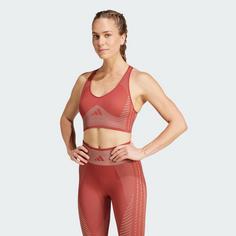 Rückansicht von adidas AEROKNIT Training Light Support Sport-BH Sport-BH Damen Preloved Ruby / Warm Clay