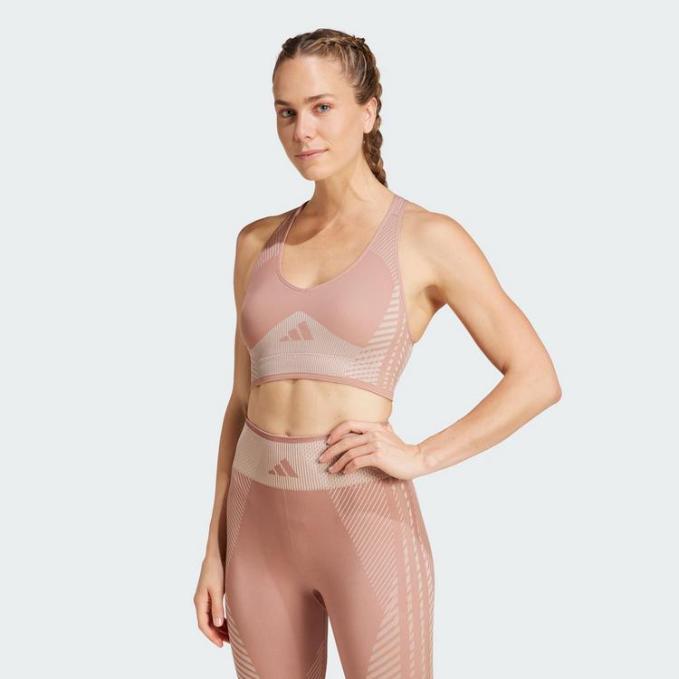 adidas adidas AEROKNIT Training Light Support Sport-BH BH Damen - Warm Clay / Wonder Taupe - 0 | SportScheck