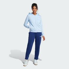 Rückansicht von adidas Essentials Linear Trainingsanzug Sweatjacke Damen Glow Blue