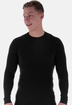 Rückansicht von Black Snake Herren Thermounterhemd Merino Wolle Funktionsshirt Herren Schwarz Melange