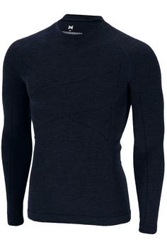 Black Snake Herren Thermounterhemd Merino Wolle Funktionsshirt Herren Navy Melange