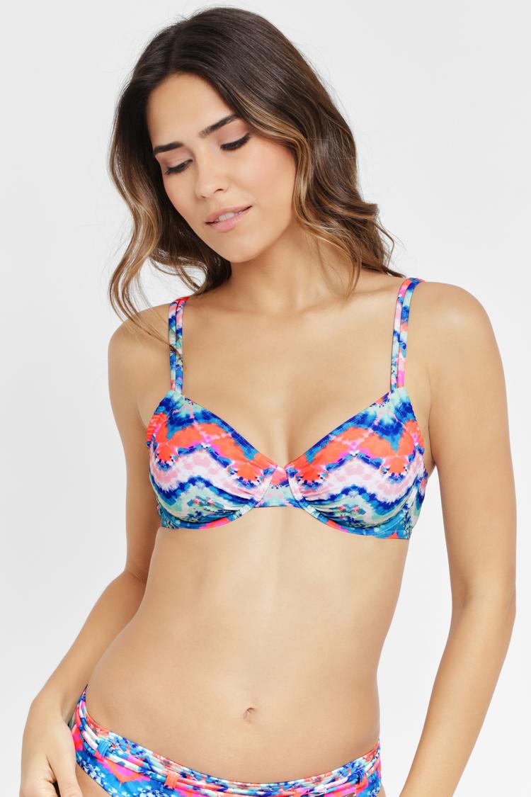 VENICE BEACH VENICE BEACH B&uuml;gel-Bikini-Top Bikini Oberteil Damen - blau-orange - 1 | SportScheck