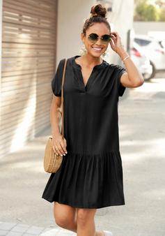 Rückansicht von S.OLIVER Blusenkleid Kurzarmkleid Damen schwarz