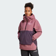 Rückansicht von adidas Terrex Xperior 2L Lined RAIN.RDY Anorak Trainingsjacke Damen Burgundy / Aurora Black