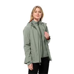 Rückansicht von Jack Wolfskin MOONRISE 3IN1 JKT W Doppeljacke Damen mint leaf