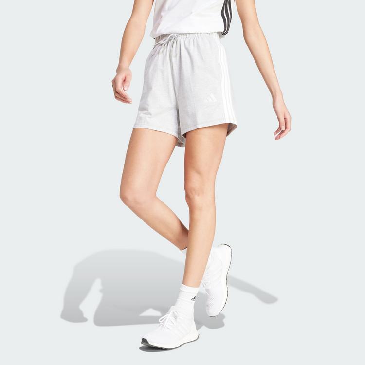 adidas adidas Essentials 3-Streifen Cotton Shorts Funktionsshorts Damen - Light Grey Heather / White - 0 | SportScheck