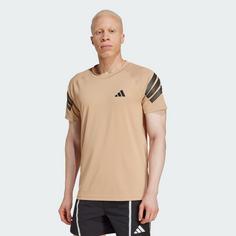 Rückansicht von adidas Icon 3-Streifen T-Shirt Funktionsshirt Herren Warm Sandstone / Black