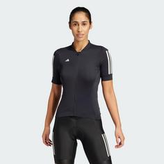 Rückansicht von adidas Tempo 3-Streifen Radtrikot Fahrradtrikot Damen Black