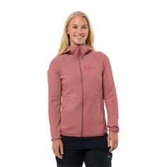 Rückansicht von Jack Wolfskin KOLBENBERG HOODED FZ W Fleecejacke Damen mineral red