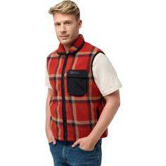 Rückansicht von Jack Wolfskin FELSLICHT CHECK VEST M Fleeceweste Herren intense rust