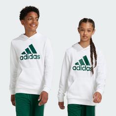 Rückansicht von adidas Big Logo Essentials Cotton Hoodie Hoodie Kinder White / Collegiate Green