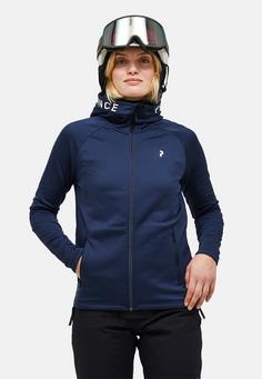 Rückansicht von Peak Performance W Rider Zip Hood Fleecejacke Damen DUNKELBLAU