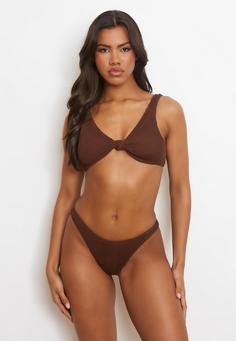 Rückansicht von Moda Minx Scrunch Fixed Brazilian Bikini Hose Damen Coffee