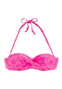 VENICE BEACH B&uuml;gel-Bandeau-Bikini-Top Bikini Oberteil Damen - pink bedruckt