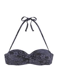 VENICE BEACH B&uuml;gel-Bandeau-Bikini-Top Bikini Oberteil Damen - schwarz bedruckt