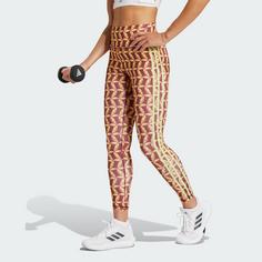 Rückansicht von adidas adidas x FARM Rio 7/8-Leggings Leggings Damen Bright Orange / Bold Pink