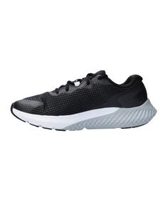 Rückansicht von Under Armour Charged Rogue 3 Tech F100 Laufschuh Laufschuhe Herren schwarzweiss