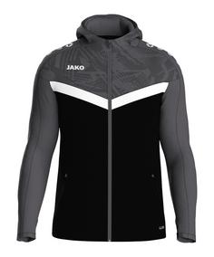 JAKO Iconic Kapuzenjacke Kids Trainingsjacke Kinder schwarzgrau