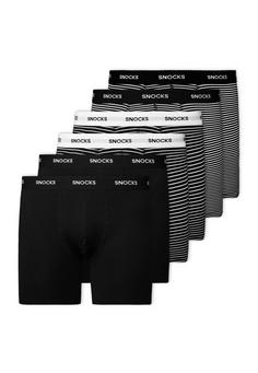 Snocks Boxershorts mit längerem Bein Boxershorts Herren Schwarz (Streifen)