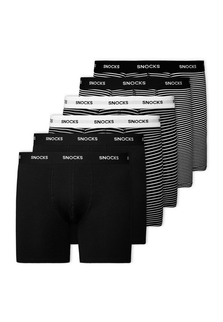 Snocks Snocks Boxershorts mit l&auml;ngerem Bein Unterhose Herren - Schwarz (Streifen) - 0 | SportScheck