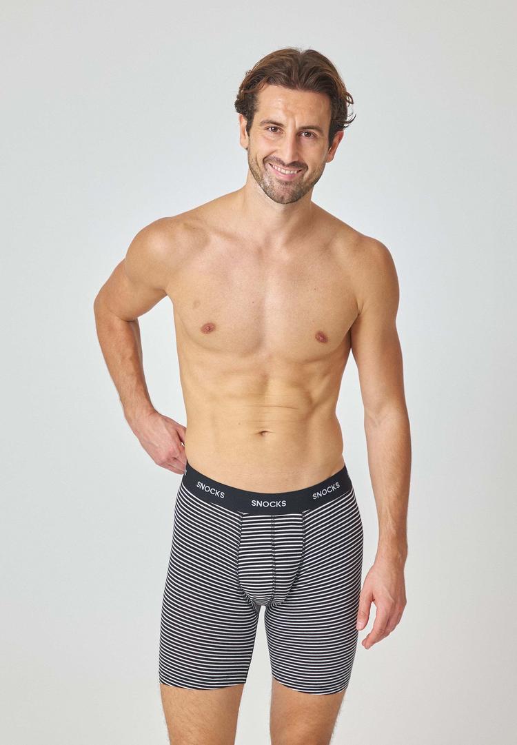 Snocks Snocks Boxershorts mit l&auml;ngerem Bein Unterhose Herren - Schwarz (Streifen) - 2 | SportScheck