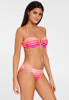 Rückansicht von VENICE BEACH Bandeau-Bikini Bikini Set Damen pink-gestreift