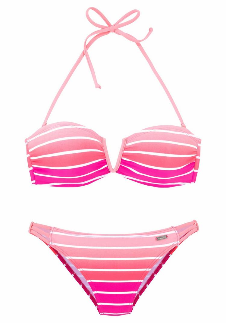 VENICE BEACH VENICE BEACH Bandeau-Bikini Bikini Set Damen - pink-gestreift - 3 | SportScheck
