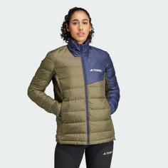 Rückansicht von adidas Terrex Multi Light Daunenjacke Outdoorjacke Damen Olive Strata / Shadow Navy