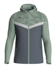 JAKO Iconic Kapuzenjacke Kids Trainingsjacke Kinder graugruen
