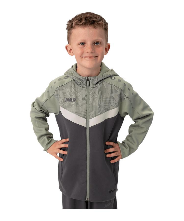 JAKO JAKO Iconic Kapuzenjacke Kids Trainingsjacke Kinder - graugruen - 3 | SportScheck