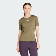 Rückansicht von adidas Terrex Multi T-Shirt Funktionsshirt Damen Olive Strata