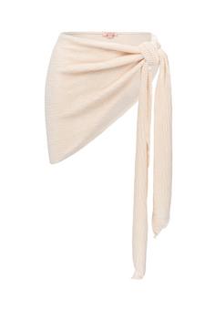 Moda Minx Scrunch Short Ruffle Tunika Damen Beige