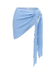 Moda Minx Scrunch Short Ruffle Tunika Damen Baby Blue