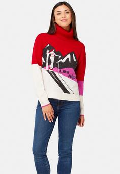 Rückansicht von Krimson Klover Les Alpes Turtleneck Layerlangarmshirt Damen racing red