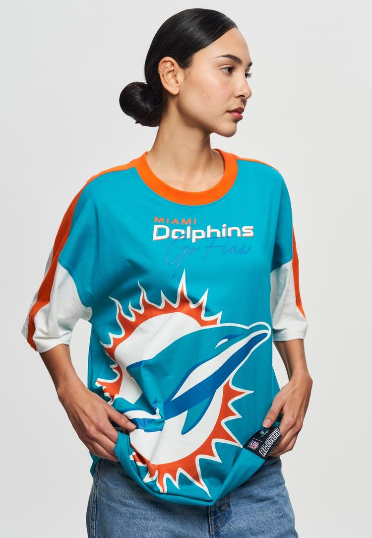 Re:Covered Re:Covered NFL Dolphins Miami Cut and Sew Oversized Printshirt Herren - Aqua - 2 | SportScheck