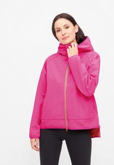 Rückansicht von Derbe Peutby Softshelljacke Damen pink glo_tiger lily