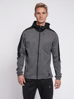 Rückansicht von hummel hmlTROPPER ZIP HOODIE Funktionssweatshirt Herren BLACK IRIS MELANGE