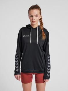 Rückansicht von hummel hmlAUTHENTIC POLY HOODIE WOMAN Hoodie Damen BLACK/WHITE