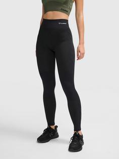 Rückansicht von hummel hmlCLEA SEAMLESS MID WAIST TIGHTS Tights Damen BLACK MELANGE