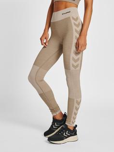 Rückansicht von hummel hmlCLEA SEAMLESS MID WAIST TIGHTS Tights Damen CHATEAU GRAY/DRIFTWOOD MELANGE