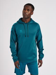 Rückansicht von hummel hmlCORE XK POLY HOOD SWEAT Hoodie BLUE CORAL