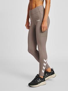 Rückansicht von hummel hmlMT CHIPO MID WAIST TIGHTS Tights Damen DRIFTWOOD