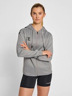 Rückansicht von hummel hmlCORE XK POLY ZIP HOOD SWEAT WOMAN Funktionssweatshirt Damen GREY MELANGE