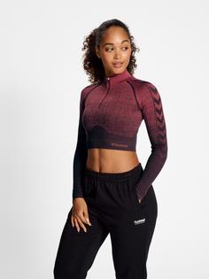 Rückansicht von hummel hmlMT FADE SEAMLESS HALF ZIP Funktionssweatshirt Damen BITTER CHOCOLATE/MINERAL RED